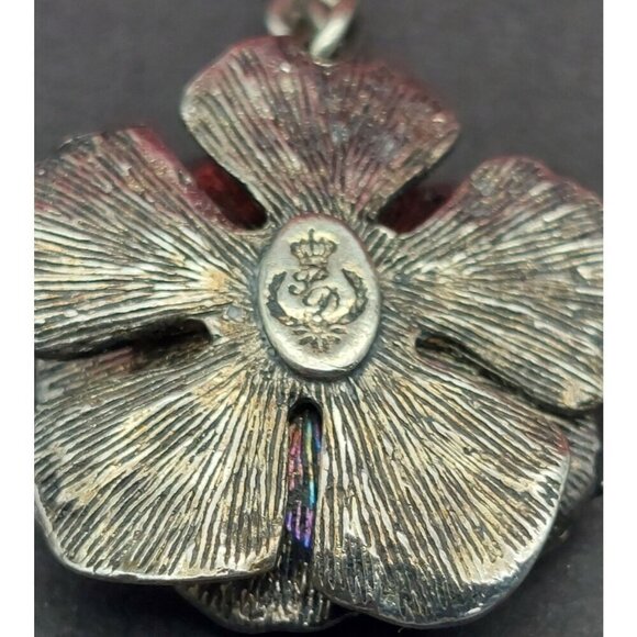 CUTE Premier Design Silver Tone Dangle 3-D Flower Earrings Crystal Centers - Picture 7 of 8